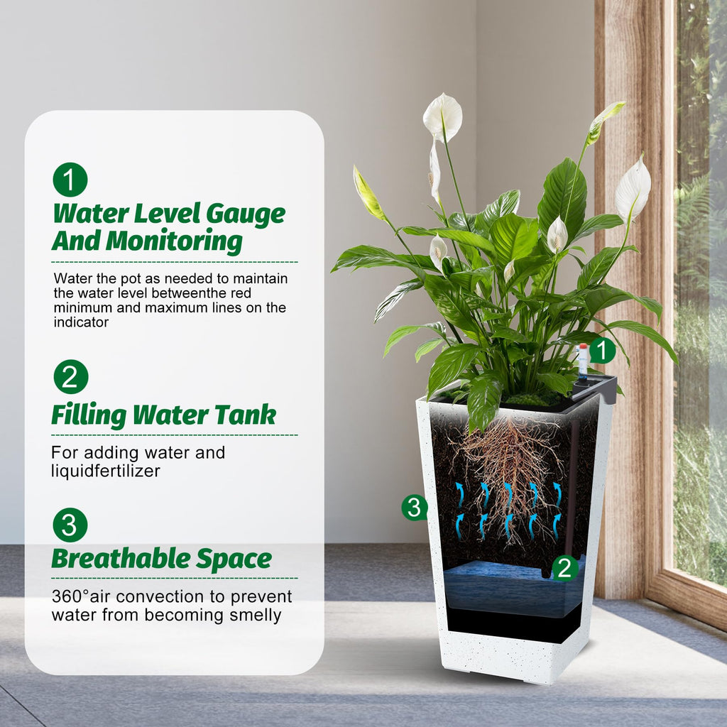 Greenhaus Gardening 21.6-Inch Self-Watering Rectangular Planters Set of 2