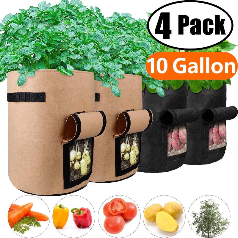 Greenhaus Gardening 4-Pack 10 Gallon Fabric Vegetable Grow Bags