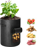 Greenhaus Gardening Black Non-Woven Grow Bags with Harvest Access Window