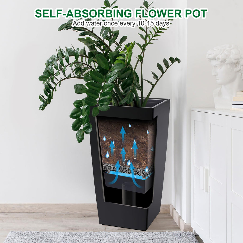 Greenhaus Gardening 30-Inch Self-Watering Tall Planters Set of 2