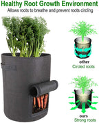 Greenhaus Gardening Black Non-Woven Grow Bags with Harvest Access Window