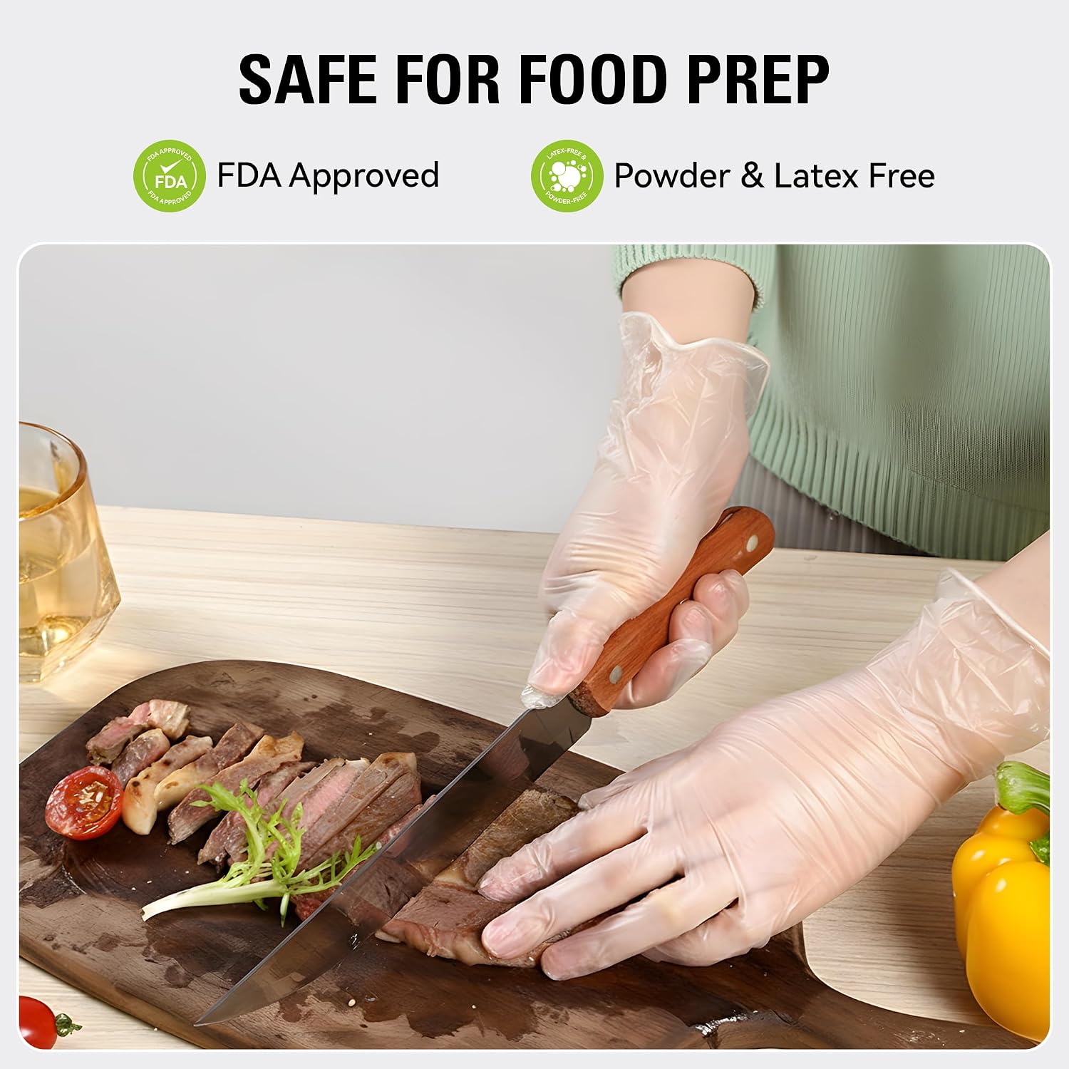 Greenhaus Gardening Clear Disposable Vinyl Gloves, Food Safe, Latex-Free & Powder-Free