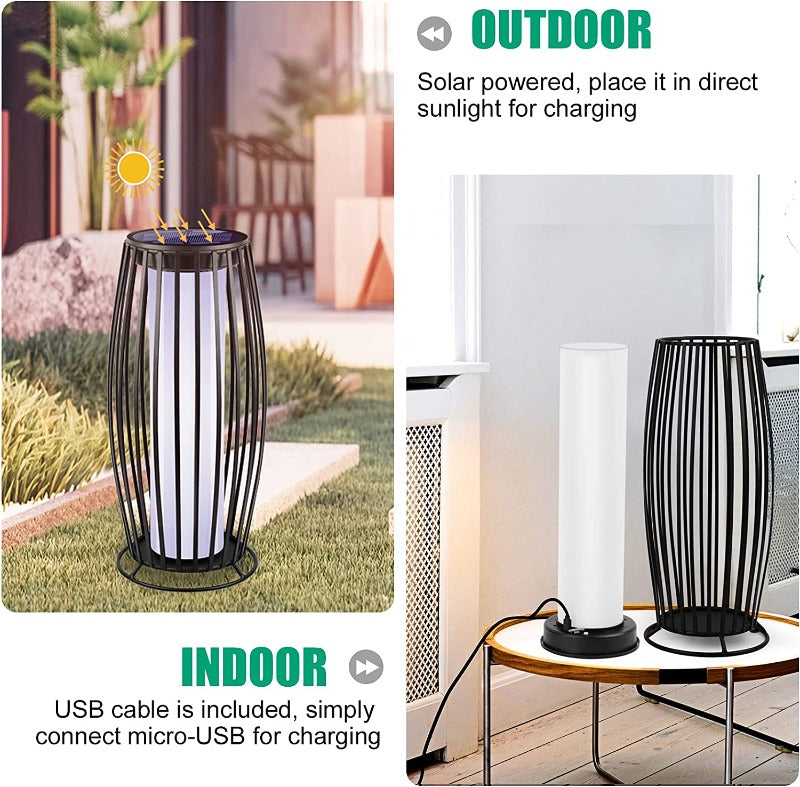 Greenhaus Gardening Solar Flame Lights with Metal Housing 2-Pack