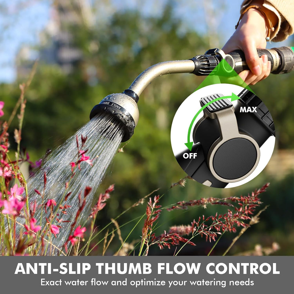 Greenhaus Gardening Heavy Duty 15" Metal Watering Wand with 10 Spray Patterns & Thumb Control