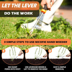 Greenhaus Gardening 2-Piece Stainless Steel Hand Weeder Set with Ergonomic Rubber Handles