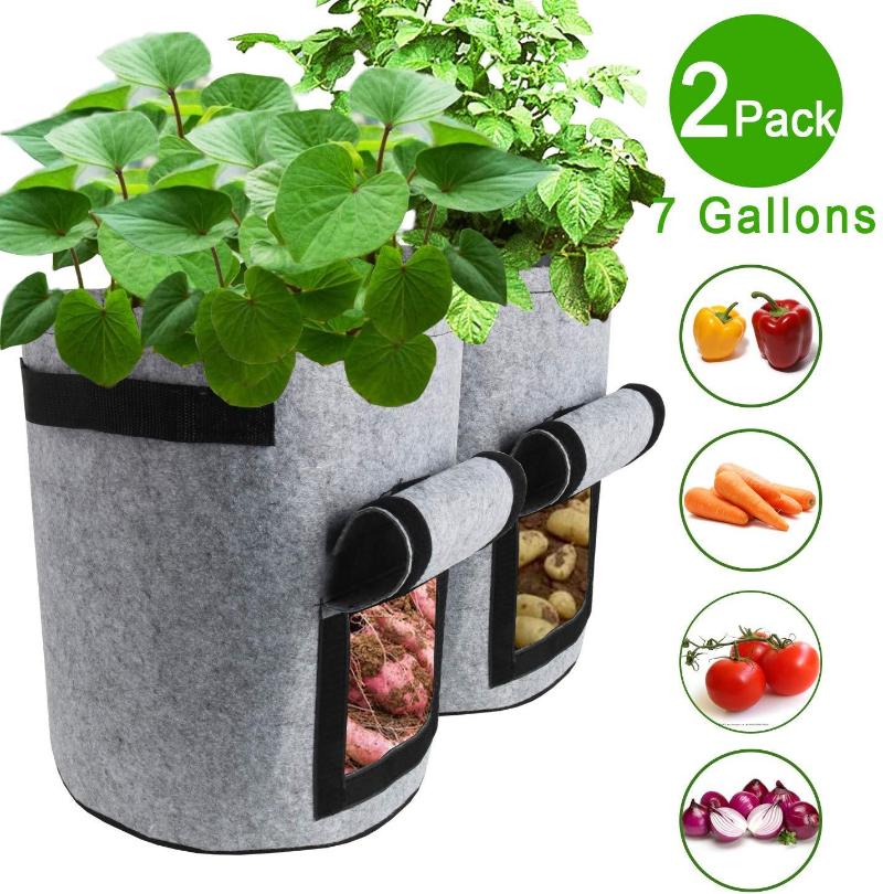 Greenhaus Gardening Vegetable Grow Bags with Side Harvest Access Window