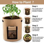Greenhaus Gardening Double-Layer Beige Fabric Grow Bags with Handles