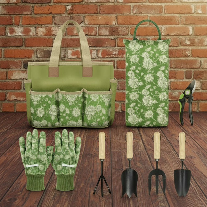 Greenhaus Gardening Garden Tools Set with Kneeling Pad and Gloves