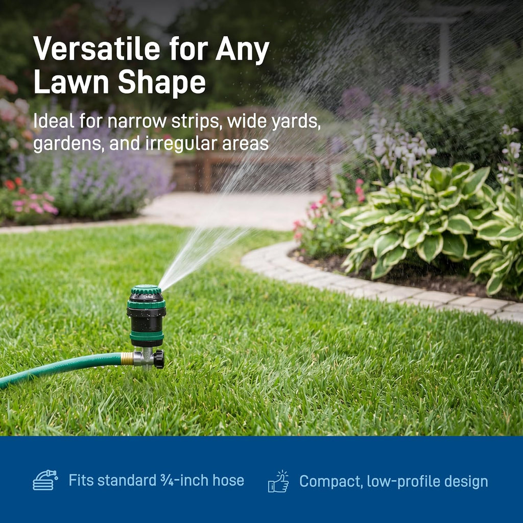 Greenhaus Gardening Metal Spike Rotating Sprinkler for Lawn & Garden Watering