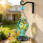 GreenHaus Gardening Hand Blown Glass Hummingbird Feeder
