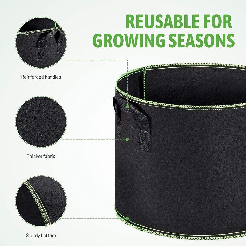 Greenhaus Gardening Premium Fabric Grow Pots 10-Pack for Vegetables