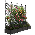 Greenhaus Gardening Raised Garden Planter Box with Metal Privacy Trellis