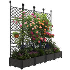Greenhaus Gardening Raised Garden Planter Box with Metal Privacy Trellis
