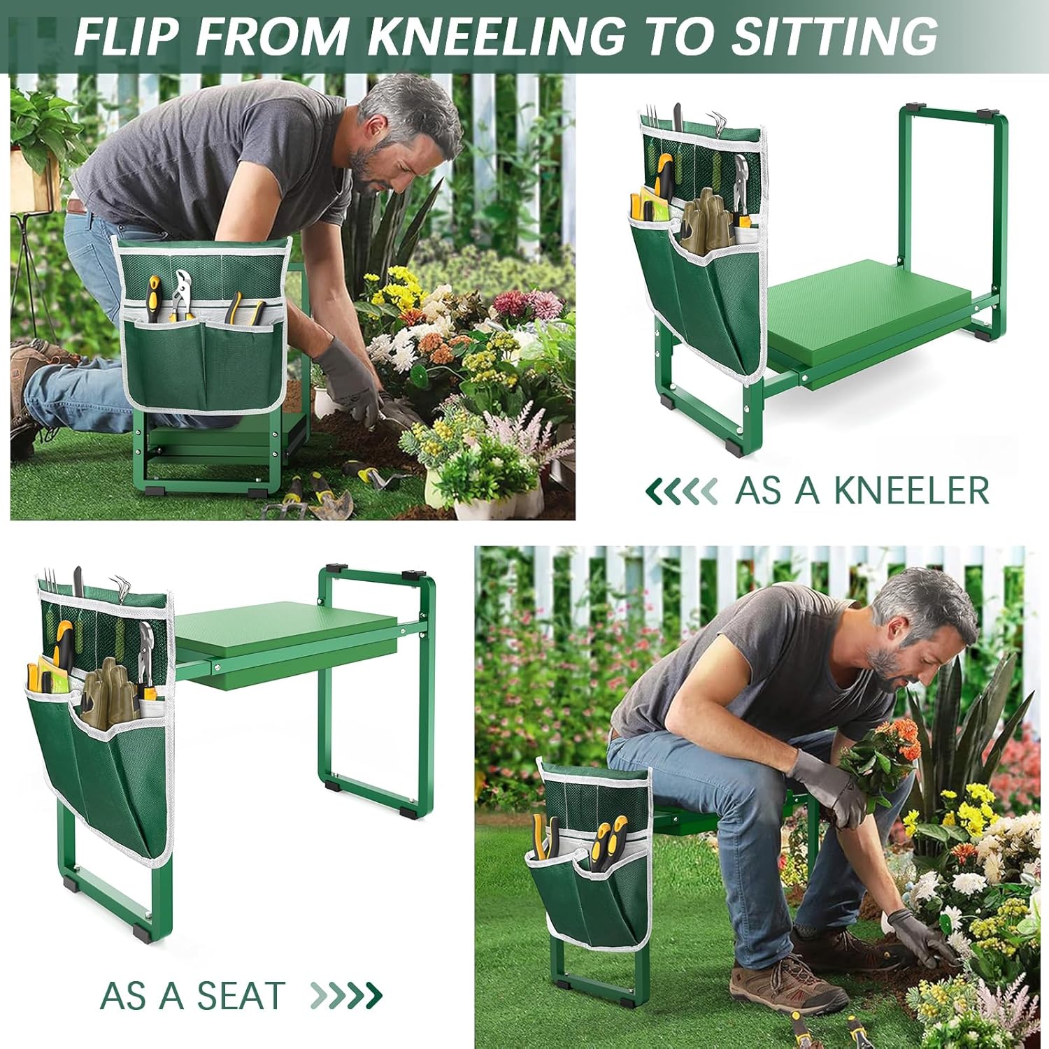 Greenhaus Gardening Heavy-Duty Garden Kneeler & Seat with Wide EVA Cushion