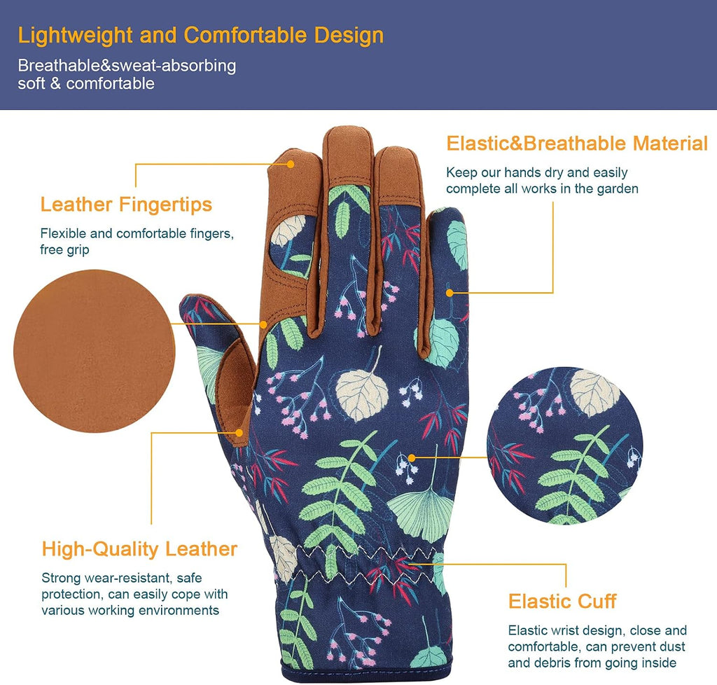 Greenhaus Gardening Women's Leather Gardening Gloves for Planting, Pruning & Weeding