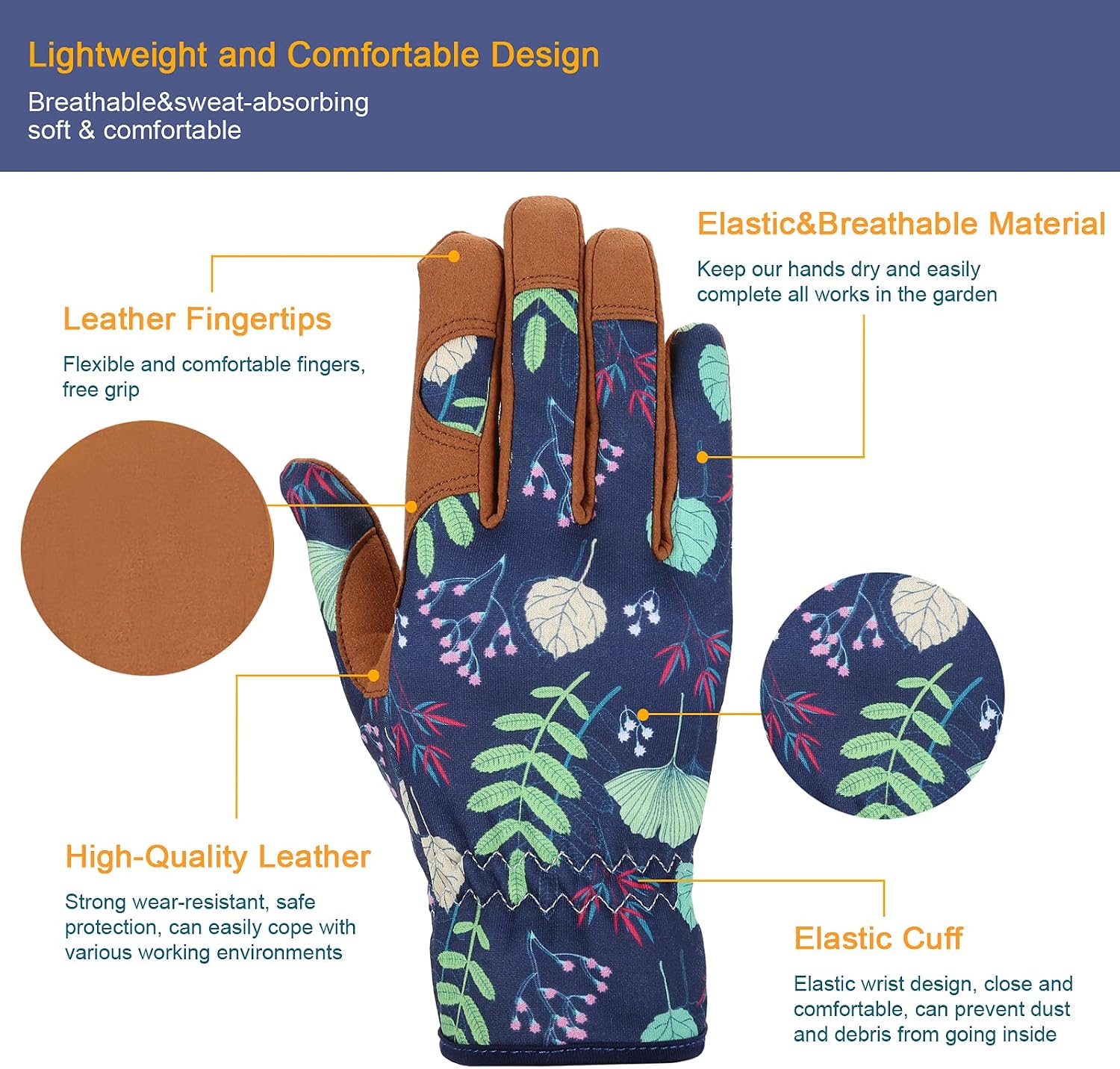 Greenhaus Gardening Women's Leather Gardening Gloves for Planting, Pruning & Weeding