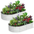 Greenhaus Gardening Oval Galvanized Raised Garden Bed 6 x 3 x 1 FT