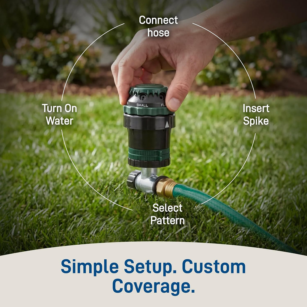 Greenhaus Gardening Metal Spike Rotating Sprinkler for Lawn & Garden Watering