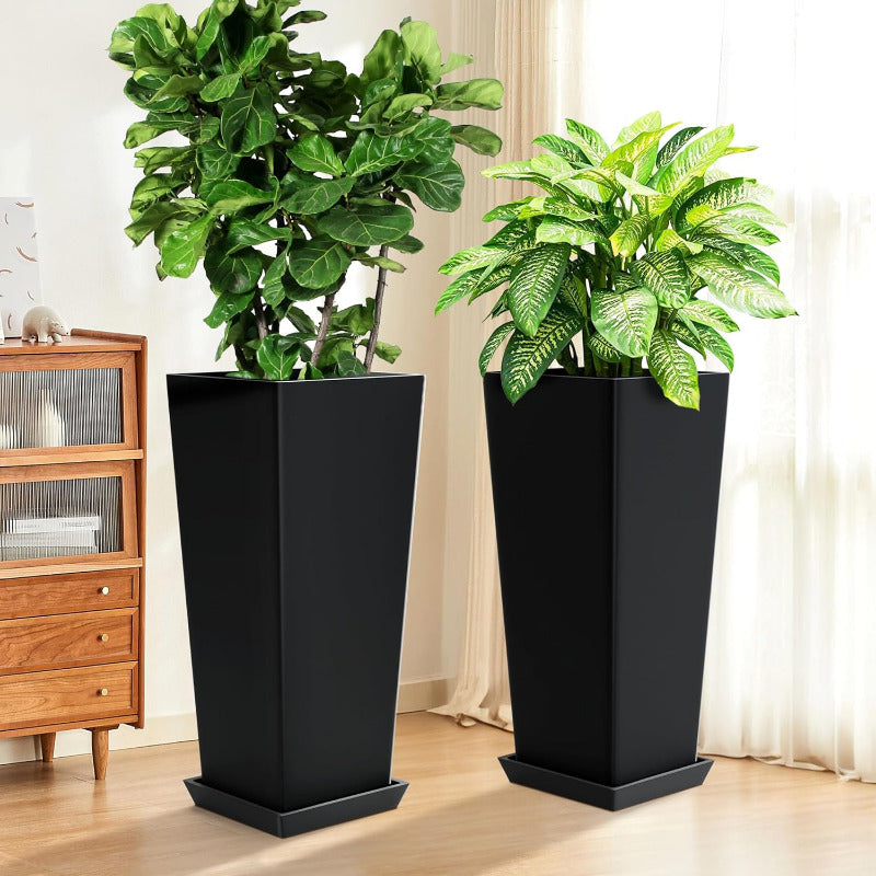 Greenhaus Gardening Modern Self-Watering Tall Planter Set