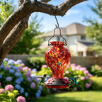 GreenHaus Gardening Hand Blown Glass Hummingbird Feeder