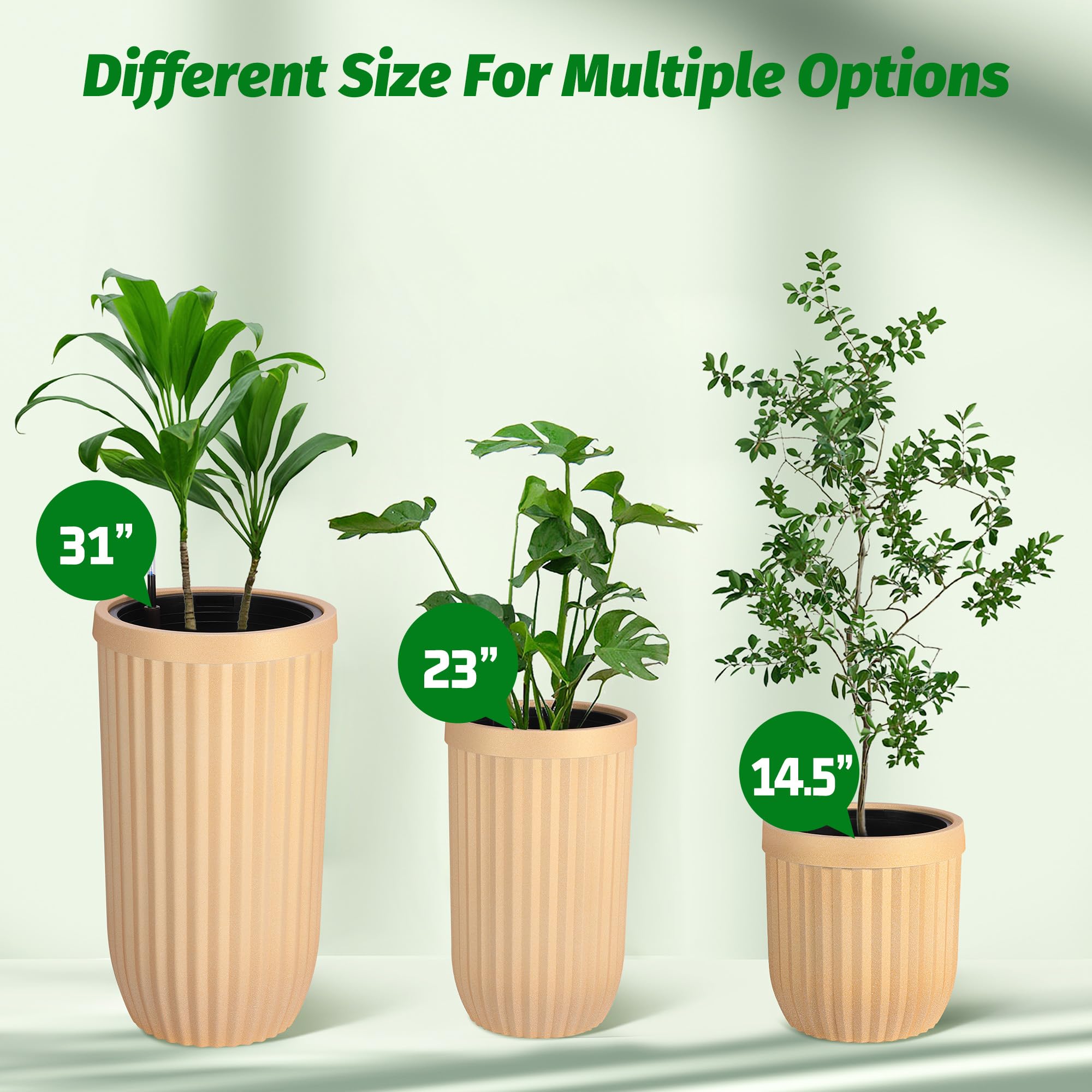 Greenhaus Gardening 23-Inch Self-Watering Tall Planters Set of 2
