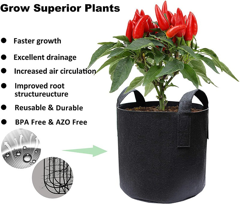 Greenhaus Gardening Premium Garden Grow Bags for Vegetables and Flowers