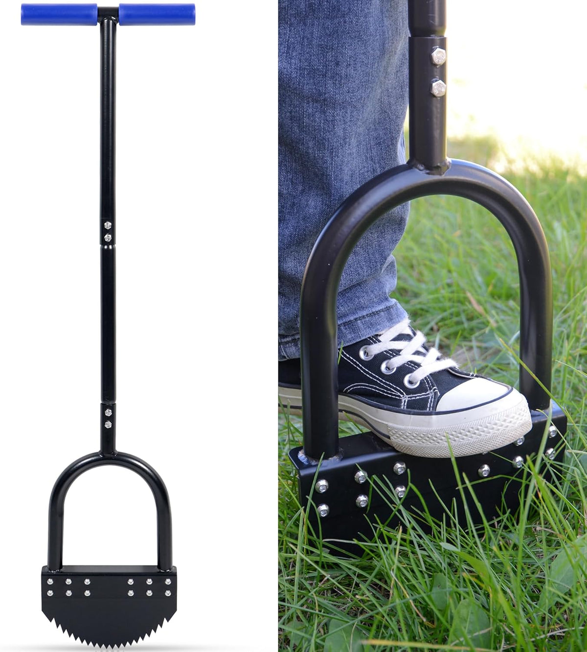 Greenhaus Gardening Heavy-Duty Half Moon Lawn Edger with Serrated Spring Steel Blade