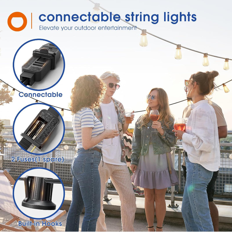 Greenhaus Gardening Outdoor Hanging String Lights with Shatterproof Bulbs