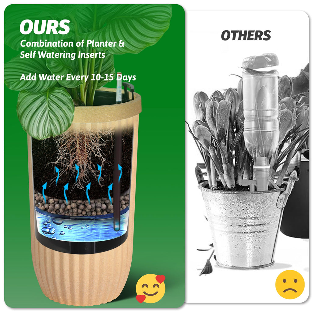 Greenhaus Gardening 23-Inch Self-Watering Tall Planters Set of 2