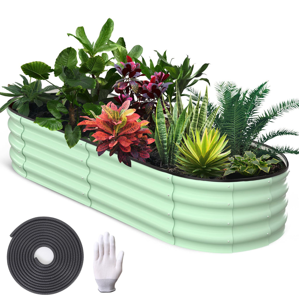 Greenhaus Gardening 2-Pack 6 × 3 × 1 ft Oval Galvanized Raised Garden Beds