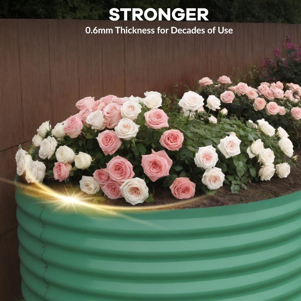 Greenhaus Gardening 8 x 4 x 2 FT Oval Metal Raised Garden Bed