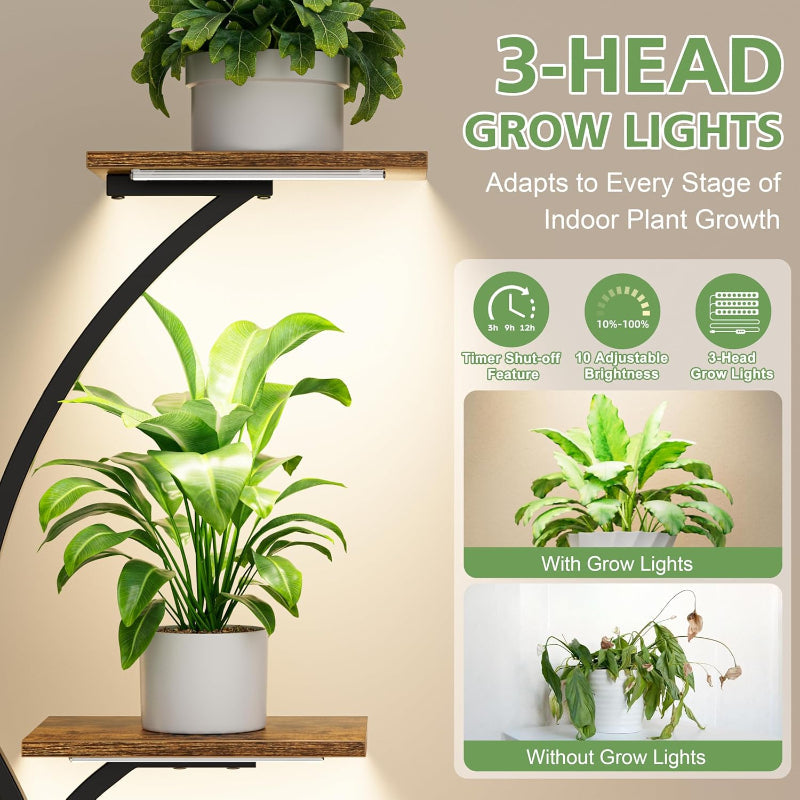 Greenhaus Gardening Plant Stand with Adjustable Grow Lights