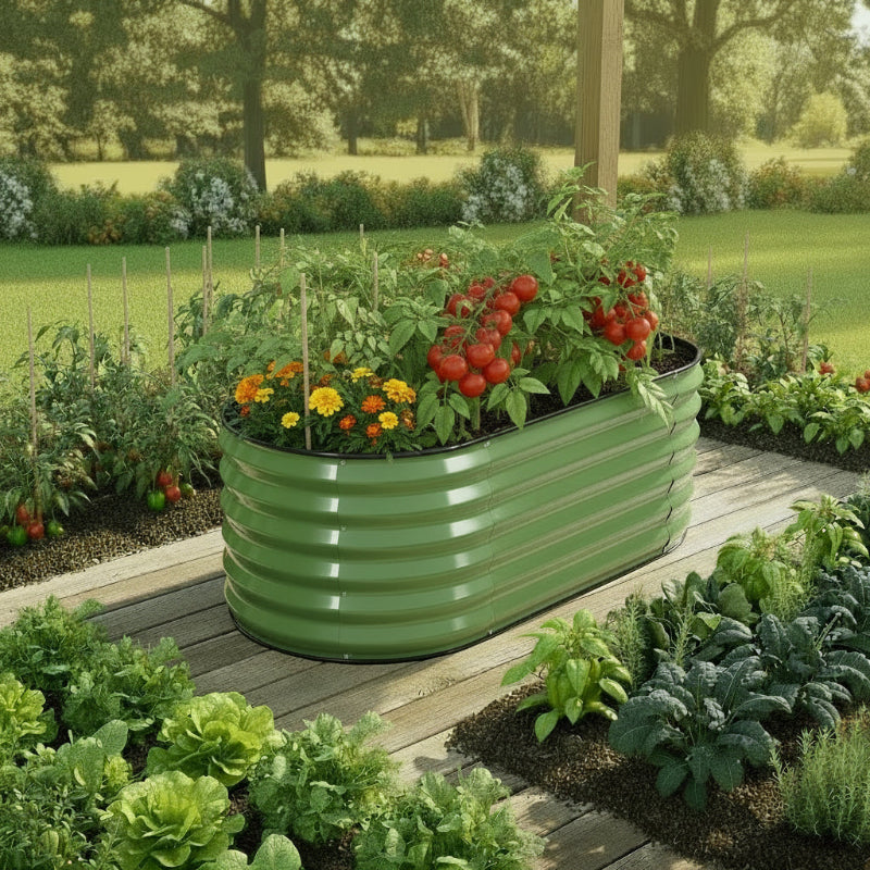 Greenhaus Gardening Galvanized Steel Raised Garden Bed Kit for Vegetables