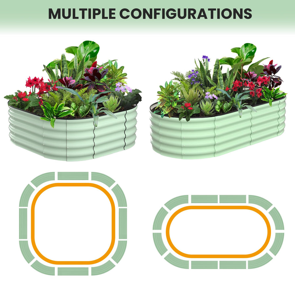 Greenhaus Gardening 2-Pack 6 × 3 × 1 ft Oval Galvanized Raised Garden Beds