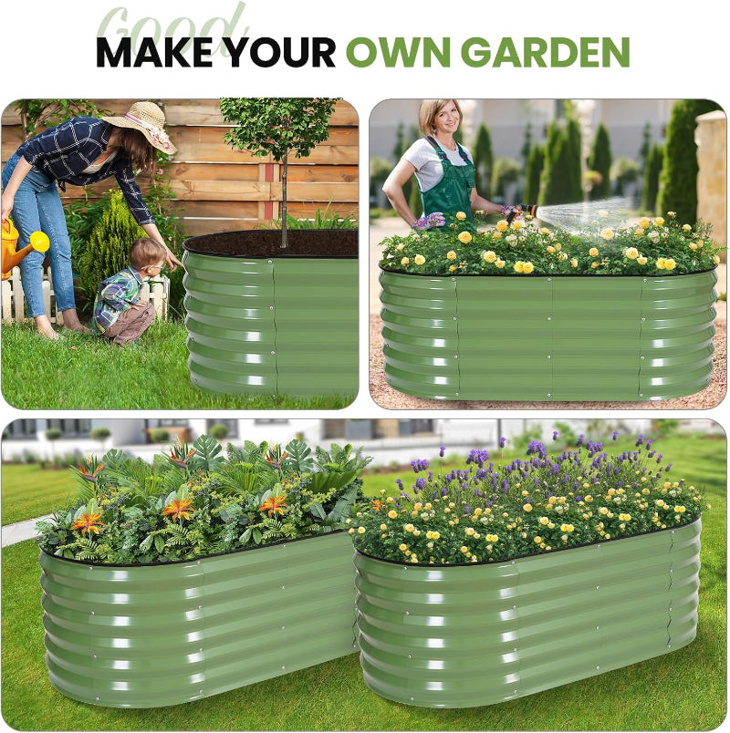 Greenhaus Gardening Galvanized Steel Raised Garden Bed Kit for Vegetables