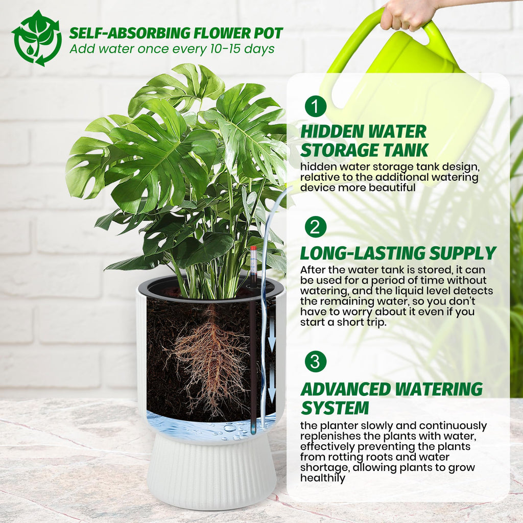 Greenhaus Gardening 14-Inch Modern Planters for Indoor and Outdoor Use