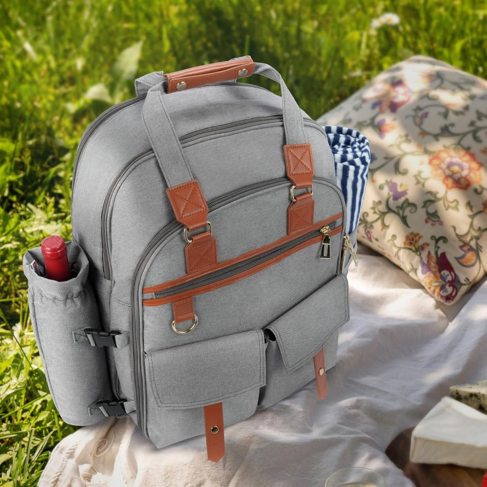 Greenhaus Gardening Deluxe Picnic Backpack Set for 4 People