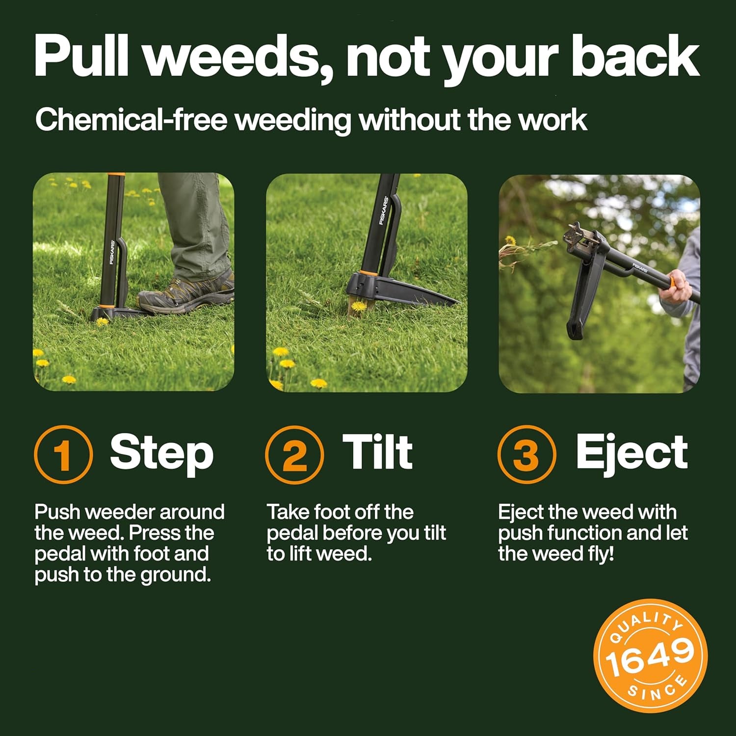 Greenhaus Gardening Stand-Up Weed Puller with Long Handle, Foot Pedal and Easy Eject