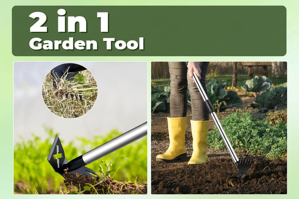 Greenhaus Gardening 2-in-1 Weed Puller Tool with 60-Inch Adjustable Handle