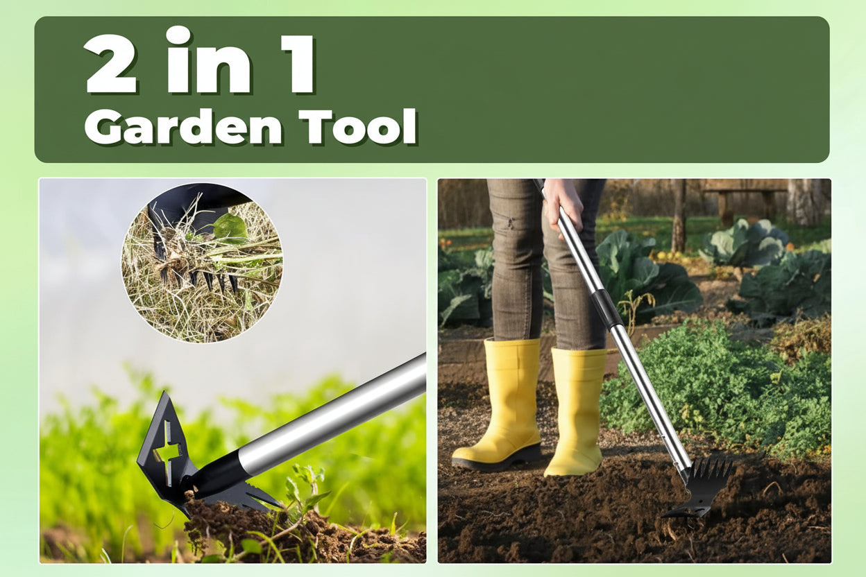 Greenhaus Gardening 2-in-1 Weed Puller Tool with 60-Inch Adjustable Handle