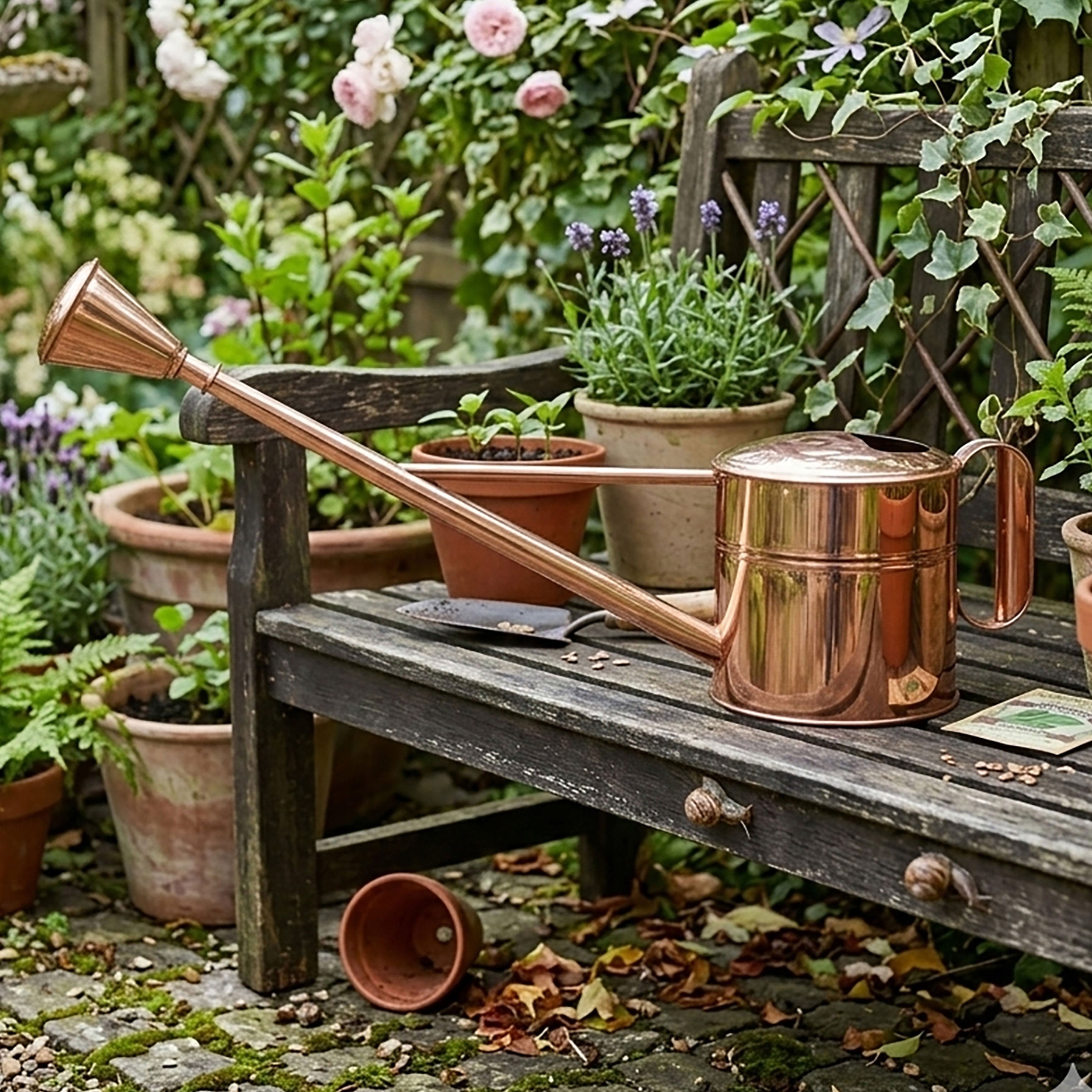 Greenhaus Gardening Copper Watering Can with Gentle Spray & Deep Pouring Option