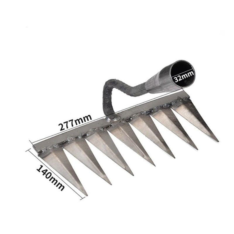 Greenhaus Gardening Iron Garden Rake for Stubborn Weed Clearing