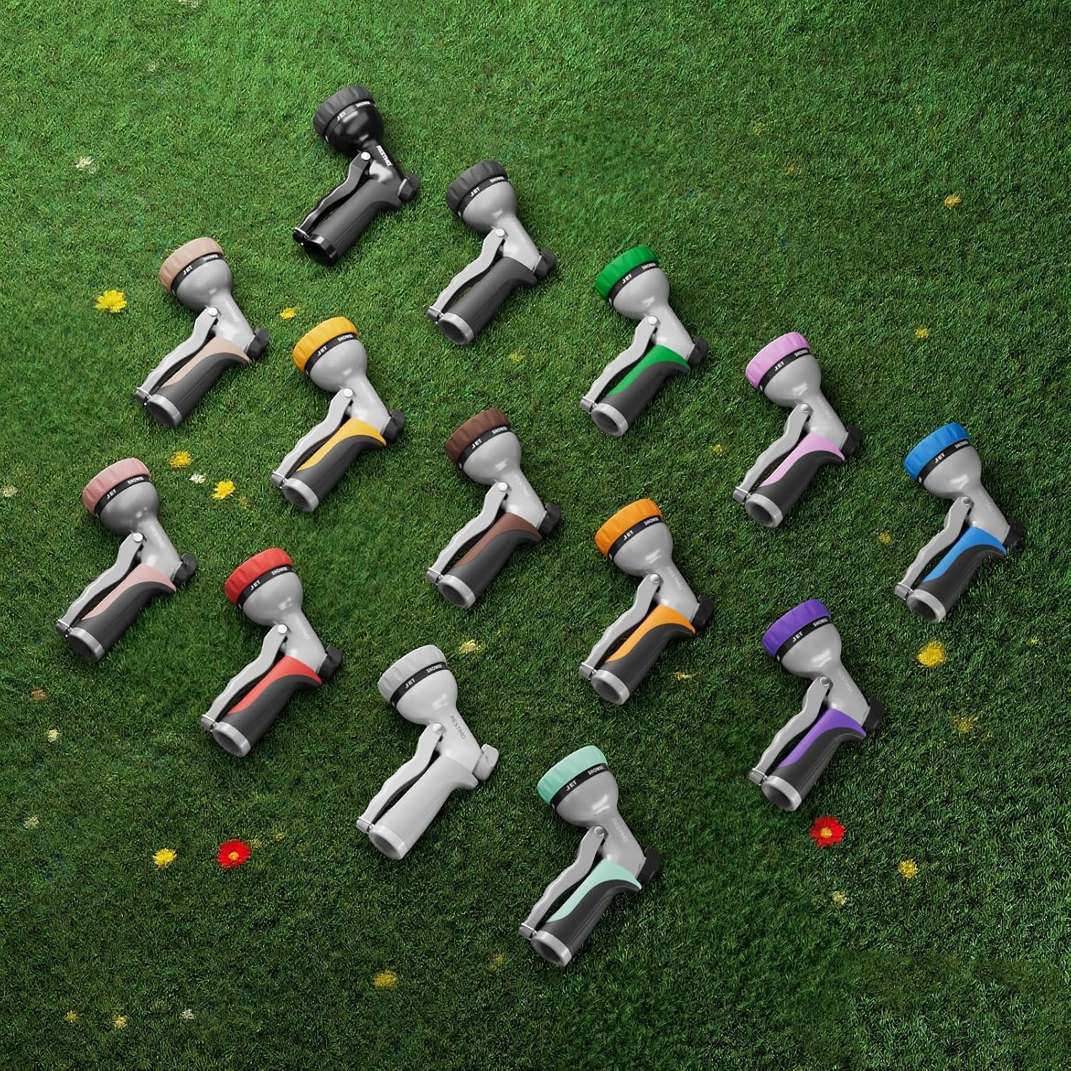 Greenhaus Gardening Heavy-Duty Metal Garden Hose Nozzle with 7 Spray Patterns