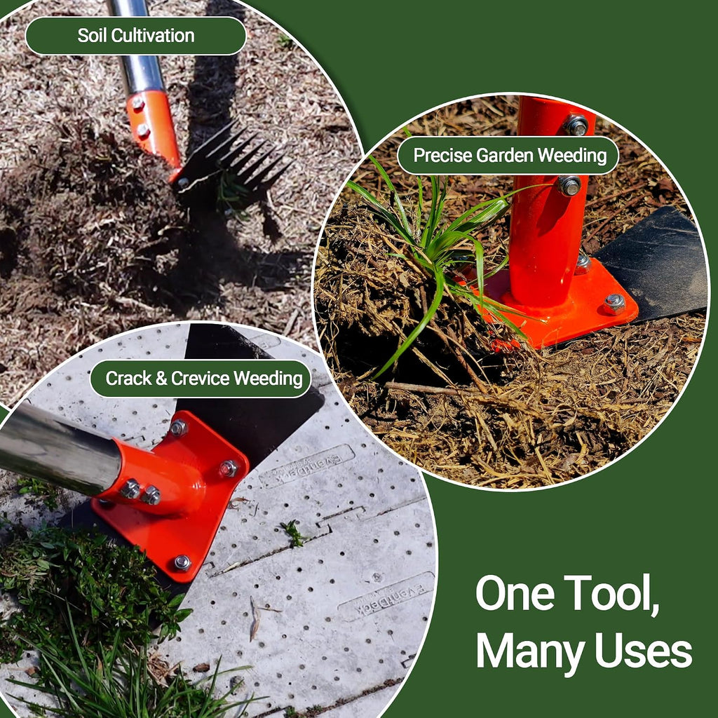 Greenhaus Gardening Professional Weeding Hoe with Spring Steel Rake Head