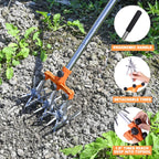 Greenhaus Gardening 57-Inch Rotary Cultivator with Adjustable Handle and Interchangeable Wheels