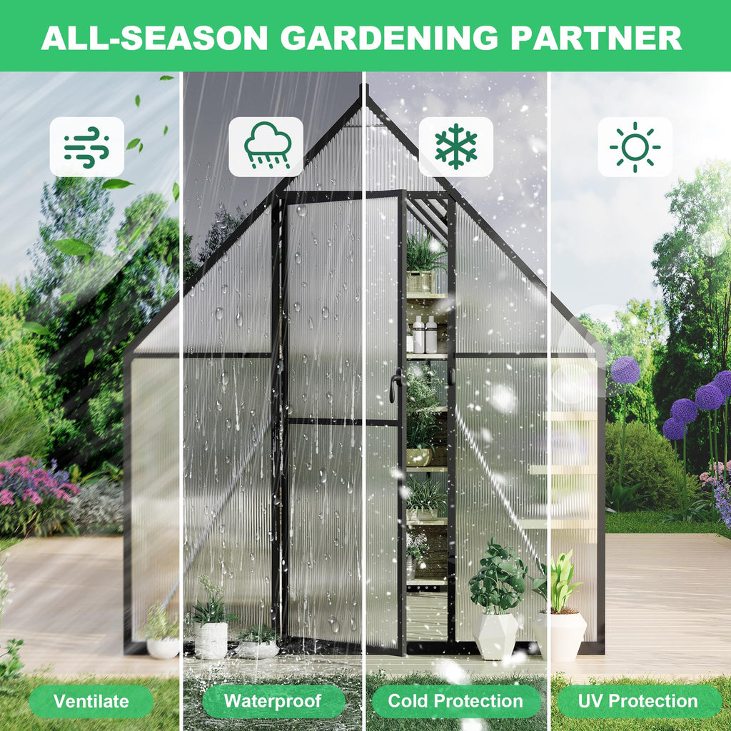 Greenhaus Gardening Aluminum Polycarbonate Greenhouse for Outdoor Gardening