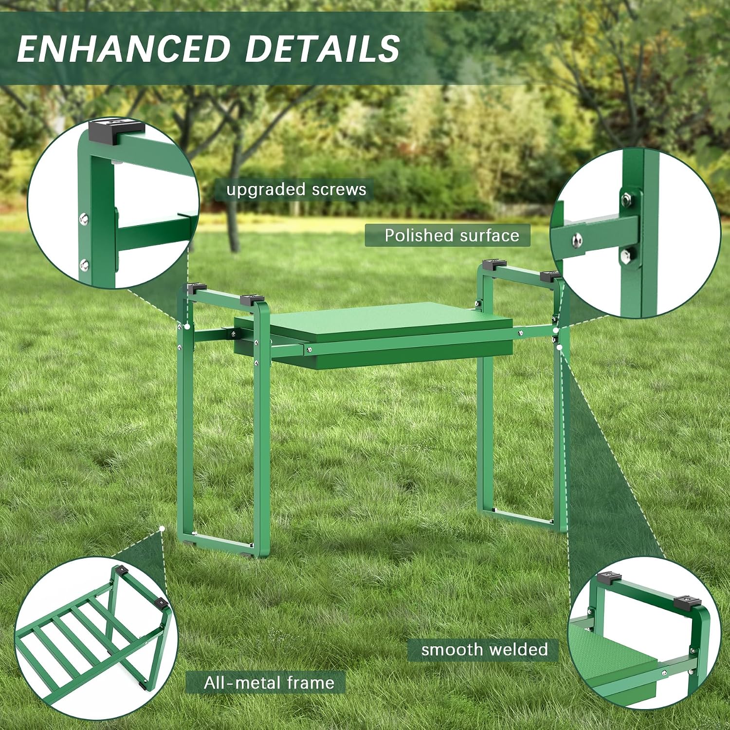 Greenhaus Gardening Heavy-Duty Garden Kneeler & Seat with Wide EVA Cushion
