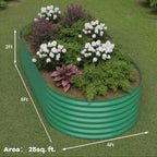 Greenhaus Gardening 8 x 4 x 2 FT Oval Metal Raised Garden Bed