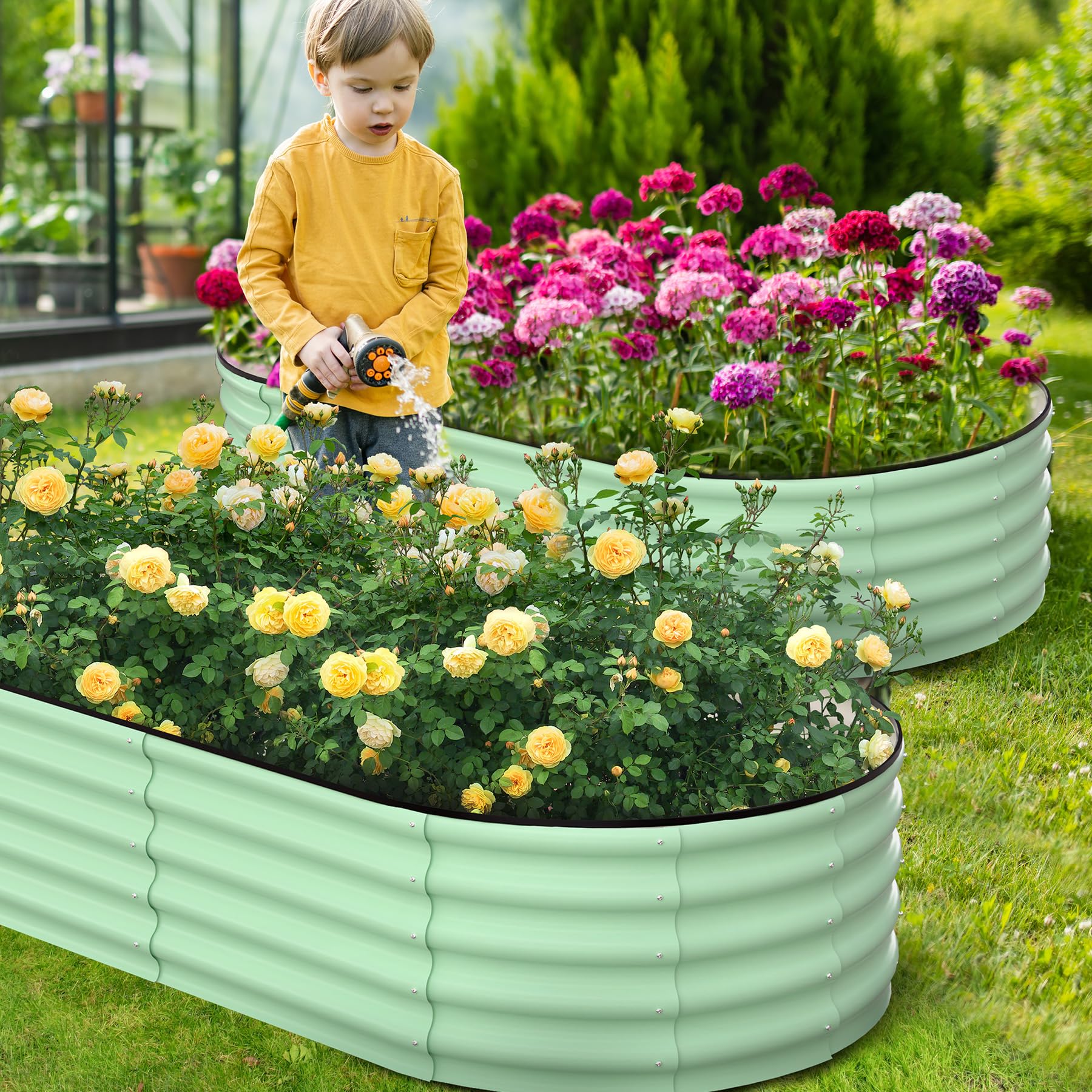 Greenhaus Gardening 2-Pack 6 × 3 × 1 ft Oval Galvanized Raised Garden Beds