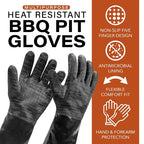 Greenhaus Gardening Heat Resistant BBQ Gloves for Smoking and Grilling